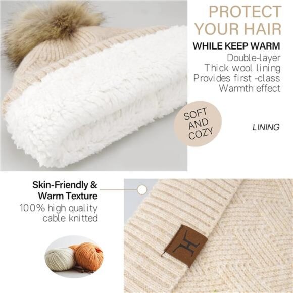 Women's Winter Knit Beanie Hat Long Scarf Touchscreen Gloves Set - Picture 2 of 5